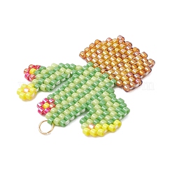 Glass Seed Beaded Cactus Pendants&nbsp;PALLOY-MZ00898-02