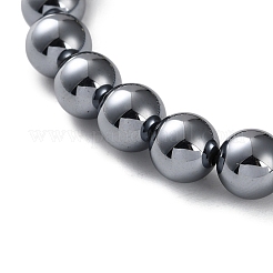 1Pc Natural Terahertz Stone & Non-magnetic Hematite Round Beaded Stretch Bracelets for Men Women&nbsp;BJEW-DJ0001-37