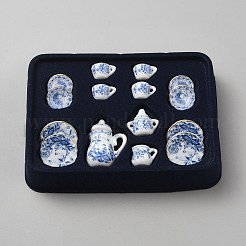 磁器のミニティーセット  ドールハウス マイクロ風景装飾アクセサリー  コーンフラワーブルー  9~34.5x12~26x4~19.5mm&nbsp;DJEW-WH0042-93