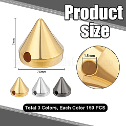 450個 3色樹脂スパイク スクリューバックスタッド  DIYクラフトクールリベットパンク  ミックスカラー  7.5x7mm  穴：1.5mm  150個/カラー&nbsp;RESI-PH0002-52