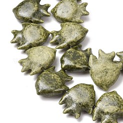ヴィンテージの手作り磁器ビーズの連  ファンシーアンティーク施釉磁器  魚  グリーン  20x17x6mm  穴：2mm  約20個/連  12.60''（32センチメートル）&nbsp;PR-CBAA37B-02A