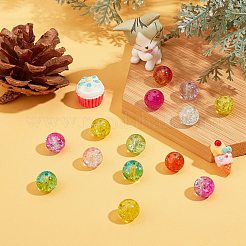 スプレー塗装透明クラックガラスビーズ連売り  ラウンド  ミックスカラー  10mm  穴：1.3mm  約100~105個/箱&nbsp;CCG-X0005-10mm-B
