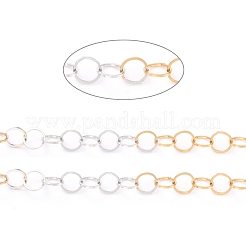 ツートン 304 ステンレススチール ローロチェーン  ハンダ付け  スプールで  ゴールデン·ステンレス鋼色  5x0.5mm  32.8フィート（10m）/ロール&nbsp;CHS-B001-03-A