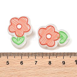 蓄光樹脂エナメルビーズ  花  暗闇で光る  レッド  23.5x18x7mm  穴：2.5mm&nbsp;RE-CBAC4C7-12C