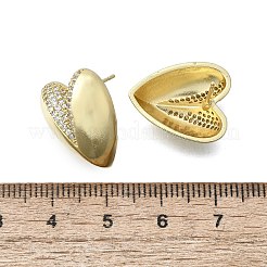 Brass Micro Pave Clear Cubic Zirconia Stud Earrings for Women&nbsp;EJEW-F363-06G