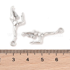 チベットスタイルの亜鉛合金ダンサーペンダント  体操魅力/体操ペンダント  鉛フリー＆カドミウムフリー  アンティークシルバー  30x10.5x3mm  穴：2mm&nbsp;X-TIBEP-R334-283AS-RS