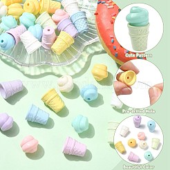 60 個 2 スタイル不透明なアクリル ビーズ  模造食品  アイスクリームコーンとコンク貝  ミックスカラー  17~20x16~16.5mm  穴：2mm  5個/カラー  30個/スタイル&nbsp;SACR-CJ0001-86