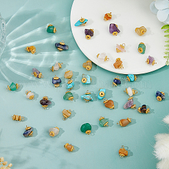 7 Colors Natural & Synthetic Mixed Stone Nuggets Pendants&nbsp;PALLOY-FH00143