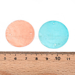 スプレー塗装された天然カピス貝のディスクリンクコネクタチャーム  ミックスカラー  28~30x0.5~1mm  穴：1.2~1.6mm&nbsp;SSHEL-T017-32M