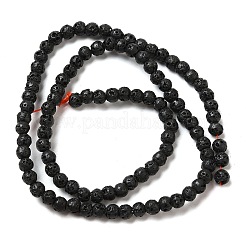 天然溶岩岩ビーズ連売り  ラウンド  4.5mm  穴：0.8mm  約99個/連  14.84インチ（37.7cm）&nbsp;G-C154-03