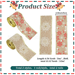2 Rolls 2 Styles Christmas Themes Imitation Cotton Ribbon&nbsp;OCOR-GF0005-71A