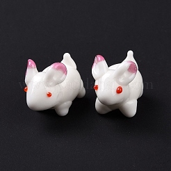 手作りランプワークビーズ  兎  ホワイト  20~22x12.5~13x20mm  穴：1.4~1.6mm&nbsp;LAMP-I024-37