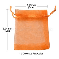 20Pcs 10 Colors Rectangle Organza Drawstring Bags&nbsp;CON-YW0001-31B