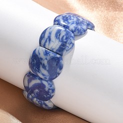 手作りランプワークビーズストレッチブレスレット、男性用、女性用  オーバル  藤紫色  3/4~7/8x5/8インチ（1.95~2.1x1.65cm）  内径：1-7/8~2-1/8インチ（4.8~5.5cm）&nbsp;BJEW-G738-01B-13