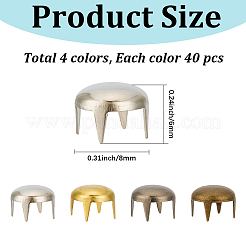 真鍮スタッドリベット160色4個  DIYレザークラフト用  フラットラウンド  ミックスカラー  8x6mm  40個/カラー&nbsp;KK-GF0001-23B