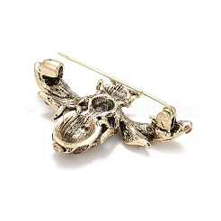 ラインストーン付きハチエナメルピン  バックパック服の昆虫合金バッジ  アンティーク黄金  カラフル  31.5x45x10.5mm&nbsp;JEWB-A004-21AG