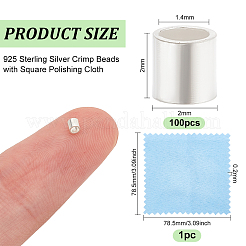 100Pcs 925 Sterling Silver Crimp Beads&nbsp;STER-BC0001-87