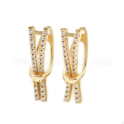 Brass Micro Pave Clear Cubic Zirconia Line Hoop Earrings&nbsp;EJEW-G446-02G