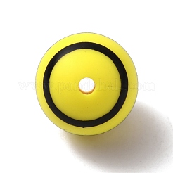 食品グレードの環境に優しいシリコーンビーズ  縞模様の丸い  きいろ  15mm  穴：2mm&nbsp;SIL-TAC0001-06F