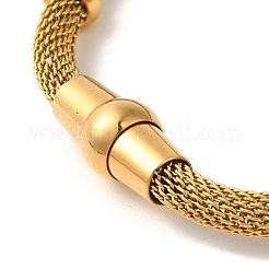 304ステンレススチールブレスレット  磁気クラスプ付  ゴールドカラー  7-1/2x1/4インチ（19.1x0.6cm）&nbsp;BJEW-C078-04G