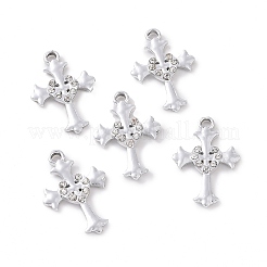 合金クリスタルラインストーンペンダント  ハートチャーム付きコルス  プラチナ  26x17.5x3mm  穴：2.2mm&nbsp;ALRI-C008-43P
