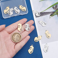 12個2色304ステンレスペンダント  抽象的な顔  ゴールデン·ステンレス鋼色  24x13x1mm  穴：2mm  6個/カラー&nbsp;STAS-UN0028-61