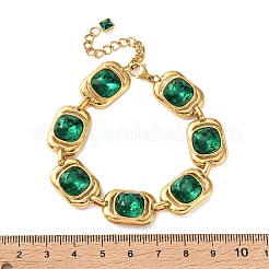 304 Stainless Steel & Glass Link Bracelets for Women&nbsp;SA-CBA8C9C-07G