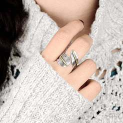 Feather Zinc Alloy Cuff Rings&nbsp;FS-WGF6BB1-01