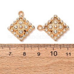 合金ラインストーンペンダント  菱形チャーム  ライトゴールド  22.5x19.5x4.5mm  穴：2mm&nbsp;RB-CBAA987-11KCG