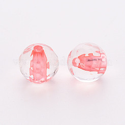 透明なアクリルビーズ  ラウンド  多面カット  ライトコーラル  6x5.5mm  穴：1.4mm  約4160個/500g&nbsp;TACR-S154-11A-52