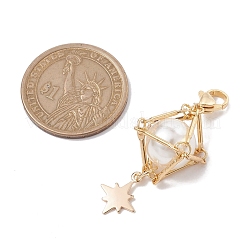Brass Shell Pearl Pendant Decorations&nbsp;HJEW-JM01816-03