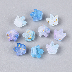 つや消し透明なアクリルビーズ  クラウン  金箔  ライトスカイブルー  6.5~7x6.5x4mm  穴：1.7~1.8mm  5882個/ 500g&nbsp;FACR-T009-01B
