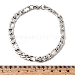 男性用201ステンレススチールカーブチェーンブレスレット  ステンレス鋼色  8.86インチ（22.5cm）&nbsp;STAS-T077-22A-01P