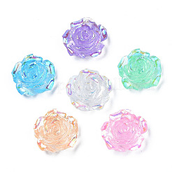 クリア樹脂カボション  ABカラーメッキ  花バラ  ミックスカラー  19x18.5x8mm&nbsp;X-CRES-N030-001C
