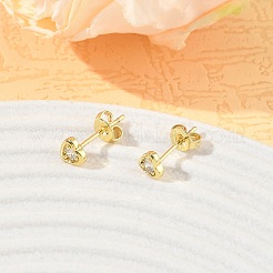 Brass Micro Pave Cubic Zirconia Stud Earrings&nbsp;KK-CBA30C7-09G