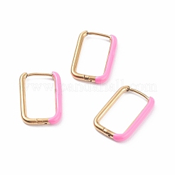 Two Tone 304 Stainless Steel Rectangle Huggie Hoop Earrings with Enamel for Women&nbsp;EJEW-C010-10-G