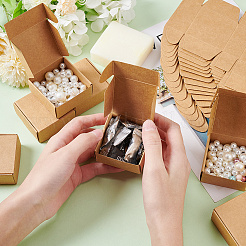 厚紙のギフト包装箱  手作り石鹸用の折りたたみ箱  正方形  バリーウッド  完成品：5.5x5.5x2.5cm&nbsp;CON-WH0085-65C