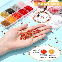 1300 個 10 スタイルガラスビーズ  多面カット  ロンデル  ミックスカラー  4x3mm  穴：0.4~0.9mm  130個/スタイル&nbsp;GLAA-YW0003-46