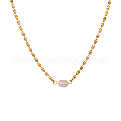 304 Stainless Steel & Natural Freshwater Pearl Potato Link Chain Necklaces for Women&nbsp;FS-WG4D4E4-01