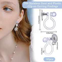 40Pcs 304 Stainless Steel & Plastic Clip-on Earring Findings&nbsp;STAS-BBC0003-35