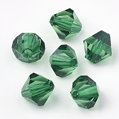 透明なアクリルビーズ  双円錐形  濃い緑  8x7.5mm  穴：2mm  約2640個/500g&nbsp;TACR-S146-8mm-07