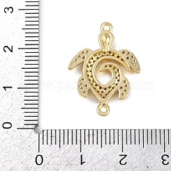Summer Brass Micro Pave Clear Cubic Zirconia Sea Animal Connector Charms&nbsp;KK-C114-29A-G
