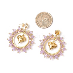 Iron Heart Dangle Stud Earrings&nbsp;EJEW-MZ00405-02
