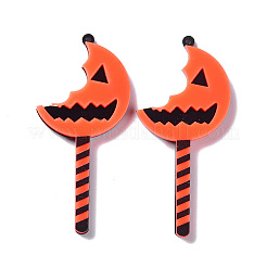 アクリルペンダント  ハロウィンかぼちゃスティック  サンゴ  70x32x4mm  穴：1.6mm&nbsp;LS-ENAM-D045-02B