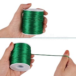 ナイロンサテンのラットテールコード  ブレスレットジュエリー作りのための中国結びマクラメ工芸  グリーン  1.5mm  約109.36ヤード（100m）/ロール&nbsp;X-NWIR-TAC0001-01E