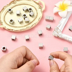 304ステンレススチールヨーロピアンビーズ  大穴ビーズ  番号の立方体0~9  ステンレス鋼色  8x8x8mm  穴：5mm  10個/セット&nbsp;FIND-CJC0437-013P