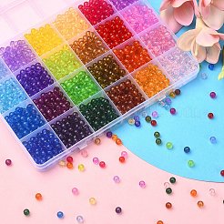 1488個24色透明アクリルビーズ  ラウンド  ミックスカラー  6x5mm  穴：1.8mm  7グラム  約62PCS /カラー&nbsp;MACR-YW0002-68