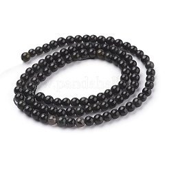 天然なオブシディアンのラウンドビーズ連売り  4mm  穴：1mm  約86個/連  15.2インチ&nbsp;G-G735-19-4mm