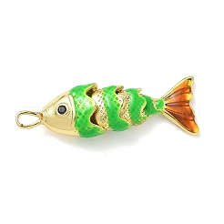 魚の真鍮マイクロキュービックジルコニアペンダントを切り開きます  エナメルスタイル  長持ちメッキ  カドミウムフリー＆鉛フリー  18KGP本金メッキ  ミックスカラー  28x8.5x6mm  穴：2.5x1.5mm&nbsp;KK-P342-14A-G
