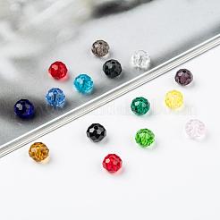 ガラスビーズ  多面カット  ロンデル  ミックスカラー  8x6mm  穴：1mm  15色  40個/カラー  600個/箱&nbsp;EGLA-JP0002-02A-8mm